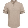 image:imageCOOFANDY Mens Casual Henley Shirt Short Sleeve Band Collar Linen Shirt Summer Beach Hippie TShirtsKhaki