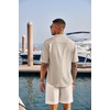 image:imageCOOFANDY Mens Casual Henley Shirt Short Sleeve Band Collar Linen Shirt Summer Beach Hippie TShirtsKhaki
