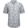image:imageCOOFANDY Mens Casual Henley Shirt Short Sleeve Band Collar Linen Shirt Summer Beach Hippie TShirtsLeafgrey
