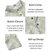 image:imageCOOFANDY Mens Casual Henley Shirt Short Sleeve Band Collar Linen Shirt Summer Beach Hippie TShirtsLeafsage Green  White