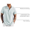 image:imageCOOFANDY Mens Casual Henley Shirt Short Sleeve Band Collar Linen Shirt Summer Beach Hippie TShirtsLight Blue