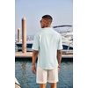 image:imageCOOFANDY Mens Casual Henley Shirt Short Sleeve Band Collar Linen Shirt Summer Beach Hippie TShirtsLight Blue