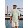 image:imageCOOFANDY Mens Casual Henley Shirt Short Sleeve Band Collar Linen Shirt Summer Beach Hippie TShirtsLight Green