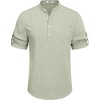 image:imageCOOFANDY Mens Casual Henley Shirt Short Sleeve Band Collar Linen Shirt Summer Beach Hippie TShirtsLight Green