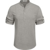 image:imageCOOFANDY Mens Casual Henley Shirt Short Sleeve Band Collar Linen Shirt Summer Beach Hippie TShirtsLight Grey
