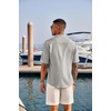 image:imageCOOFANDY Mens Casual Henley Shirt Short Sleeve Band Collar Linen Shirt Summer Beach Hippie TShirtsLight Grey