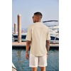 image:imageCOOFANDY Mens Casual Henley Shirt Short Sleeve Band Collar Linen Shirt Summer Beach Hippie TShirtsLight Khaki