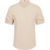 image:imageCOOFANDY Mens Casual Henley Shirt Short Sleeve Band Collar Linen Shirt Summer Beach Hippie TShirtsLight Khaki