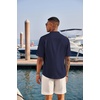 image:imageCOOFANDY Mens Casual Henley Shirt Short Sleeve Band Collar Linen Shirt Summer Beach Hippie TShirtsNavy Blue