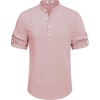 image:imageCOOFANDY Mens Casual Henley Shirt Short Sleeve Band Collar Linen Shirt Summer Beach Hippie TShirtsPink