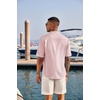 image:imageCOOFANDY Mens Casual Henley Shirt Short Sleeve Band Collar Linen Shirt Summer Beach Hippie TShirtsPink