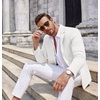 image:imageCOOFANDY Mens Casual Knit Blazer Two Button Lightweight Sport Coats Suit JacketWhite