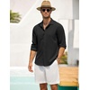 image:imageCOOFANDY Mens Casual Shirt Long Sleeve Casual Button Down Shirt for Men Summer Beach Wedding ShirtBlack