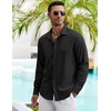 image:imageCOOFANDY Mens Casual Shirt Long Sleeve Casual Button Down Shirt for Men Summer Beach Wedding ShirtBlack