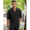 image:imageCOOFANDY Mens Casual Shirt Long Sleeve Casual Button Down Shirt for Men Summer Beach Wedding ShirtBlack