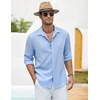 image:imageCOOFANDY Mens Casual Shirt Long Sleeve Casual Button Down Shirt for Men Summer Beach Wedding ShirtClear Blue