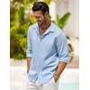 image:imageCOOFANDY Mens Casual Shirt Long Sleeve Casual Button Down Shirt for Men Summer Beach Wedding ShirtClear Blue