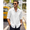 image:imageCOOFANDY Mens Casual Shirt Long Sleeve Casual Button Down Shirt for Men Summer Beach Wedding ShirtWhite
