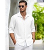 image:imageCOOFANDY Mens Casual Shirt Long Sleeve Casual Button Down Shirt for Men Summer Beach Wedding ShirtWhite