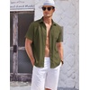 image:imageCOOFANDY Mens Casual Textured Short Sleeve Button Down Summer Beach ShirtArmy Green