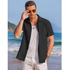 image:imageCOOFANDY Mens Casual Textured Short Sleeve Button Down Summer Beach ShirtBlack