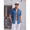image:imageCOOFANDY Mens Casual Textured Short Sleeve Button Down Summer Beach ShirtDark Blue