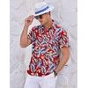 image:imageCOOFANDY Mens Casual Textured Short Sleeve Button Down Summer Beach ShirtHawaii Flowers