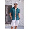 image:imageCOOFANDY Mens Casual Textured Short Sleeve Button Down Summer Beach ShirtLake Blue