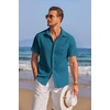 image:imageCOOFANDY Mens Casual Textured Short Sleeve Button Down Summer Beach ShirtLake Blue