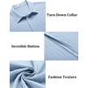 image:imageCOOFANDY Mens Casual Textured Short Sleeve Button Down Summer Beach ShirtLight Blue