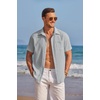 image:imageCOOFANDY Mens Casual Textured Short Sleeve Button Down Summer Beach ShirtLight Gray