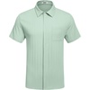 image:imageCOOFANDY Mens Casual Textured Short Sleeve Button Down Summer Beach ShirtLight Green