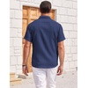 image:imageCOOFANDY Mens Casual Textured Short Sleeve Button Down Summer Beach ShirtNavy Blue