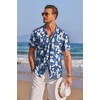 image:imageCOOFANDY Mens Casual Textured Short Sleeve Button Down Summer Beach ShirtNavy Blue Floral