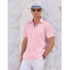 image:imageCOOFANDY Mens Casual Textured Short Sleeve Button Down Summer Beach ShirtOrange Pink