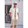 image:imageCOOFANDY Mens Casual Textured Short Sleeve Button Down Summer Beach ShirtWhite