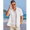 image:imageCOOFANDY Mens Casual Textured Short Sleeve Button Down Summer Beach ShirtWhite