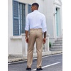 image:imageCOOFANDY Mens Classic Fit Dress Pants Flat Front Straight Casual Pant Expandable Waist Suit PantKhaki