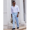 image:imageCOOFANDY Mens Classic Fit Dress Pants Flat Front Straight Casual Pant Expandable Waist Suit PantLight Blue