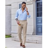 image:imageCOOFANDY Mens Classic Fit Dress Pants Flat Front Straight Casual Pant Expandable Waist Suit PantLight Khaki