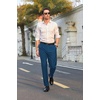 image:imageCOOFANDY Mens Classic Fit Flat Front Dress Pants No Iron Premium Casual Pants Expandable Waist Suit PantsBlue