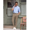 image:imageCOOFANDY Mens Classic Fit Flat Front Dress Pants No Iron Premium Casual Pants Expandable Waist Suit PantsKhaki
