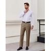 image:imageCOOFANDY Mens Classic Fit Flat Front Dress Pants No Iron Premium Casual Pants Expandable Waist Suit PantsKhaki