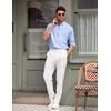 image:imageCOOFANDY Mens Classic Fit Flat Front Dress Pants No Iron Premium Casual Pants Expandable Waist Suit PantsWhite