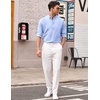 image:imageCOOFANDY Mens Classic Fit Flat Front Dress Pants No Iron Premium Casual Pants Expandable Waist Suit PantsWhite