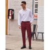 image:imageCOOFANDY Mens Classic Fit Flat Front Dress Pants No Iron Premium Casual Pants Expandable Waist Suit PantsWine Red