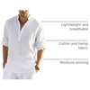 image:imageCOOFANDY Mens Cotton Linen Henley TShirt Long Sleeve Hippie Casual Beach TShirts01white