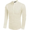 image:imageCOOFANDY Mens Cotton Linen Henley TShirt Long Sleeve Hippie Casual Beach TShirtsBeige