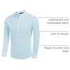 image:imageCOOFANDY Mens Cotton Linen Henley TShirt Long Sleeve Hippie Casual Beach TShirtsBlue