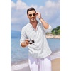 image:imageCOOFANDY Mens Cotton Linen Henley TShirt Long Sleeve Hippie Casual Beach TShirtsBlue Pinstripe